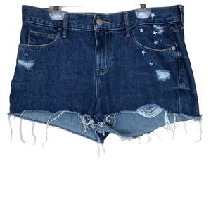 Old Navy Denim Boyfriend Shorts Size 4 Waist 30 Embroidery Stars Festival July 4